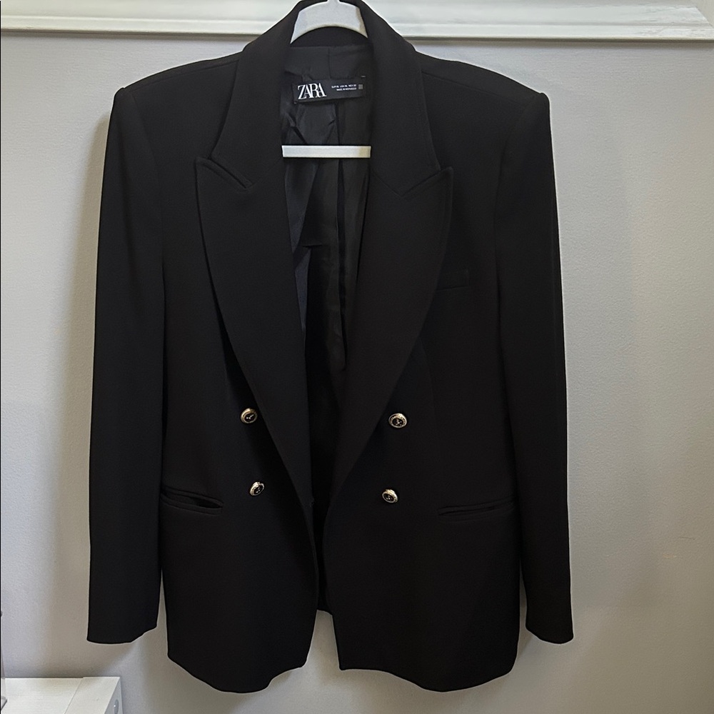 Zara Black Blazer with Gold Buttons